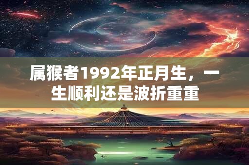 属猴者1992年正月生，一生顺利还是波折重重
