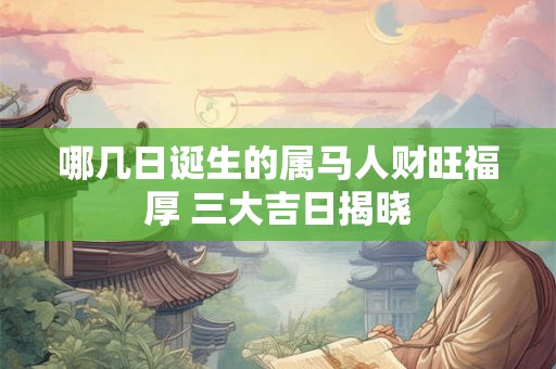 哪几日诞生的属马人财旺福厚 三大吉日揭晓