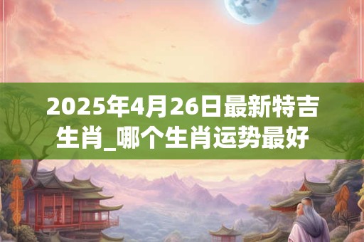 2025年4月26日最新特吉生肖_哪个生肖运势最好