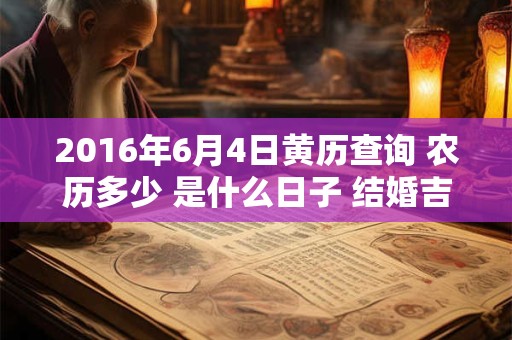 2016年6月4日黄历查询 农历多少 是什么日子 结婚吉时