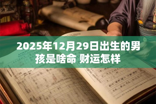 2025年12月29日出生的男孩是啥命 财运怎样