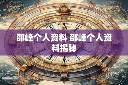 邵峰个人资料 邵峰个人资料揭秘