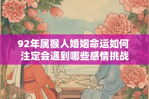 92年属猴人婚姻命运如何 注定会遇到哪些感情挑战