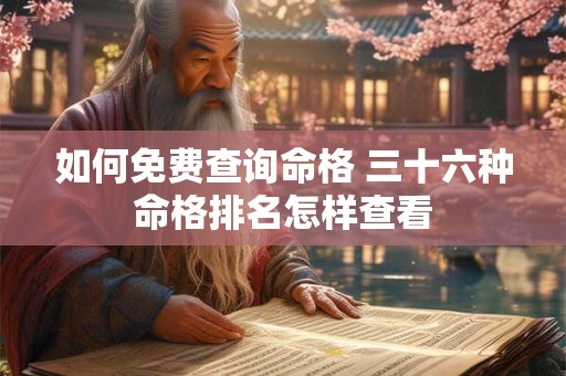 如何免费查询命格 三十六种命格排名怎样查看