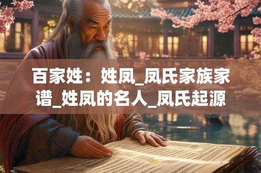 百家姓：姓凤_凤氏家族家谱_姓凤的名人_凤氏起源