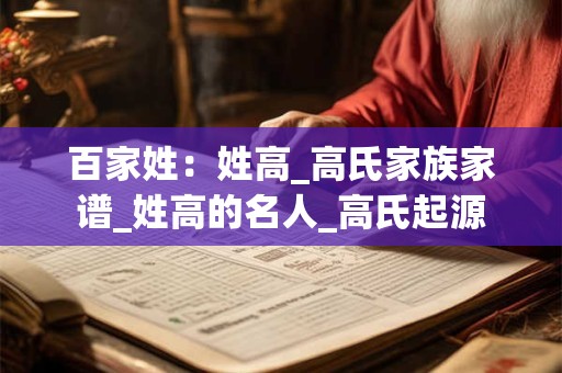 百家姓：姓高_高氏家族家谱_姓高的名人_高氏起源