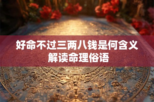 好命不过三两八钱是何含义 解读命理俗语