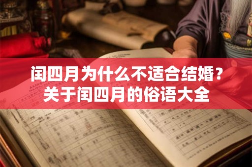闰四月为什么不适合结婚？关于闰四月的俗语大全