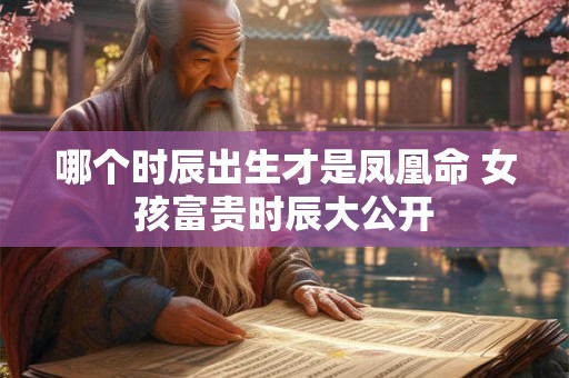 哪个时辰出生才是凤凰命 女孩富贵时辰大公开