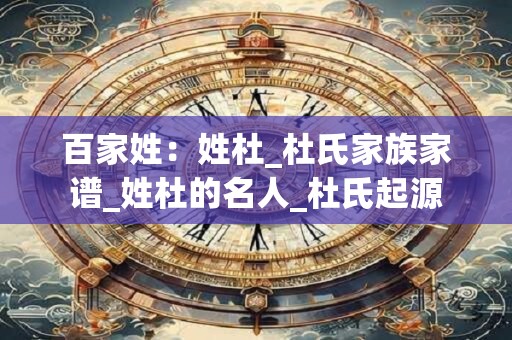 百家姓：姓杜_杜氏家族家谱_姓杜的名人_杜氏起源