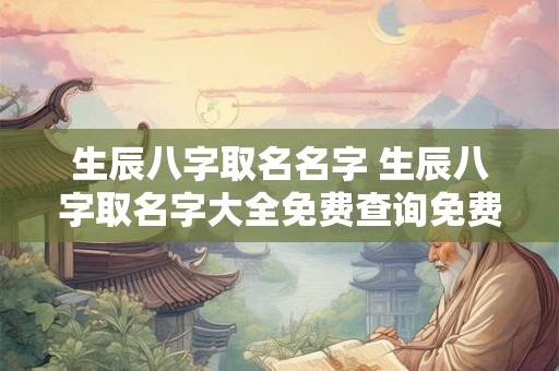 生辰八字取名名字 生辰八字取名字大全免费查询免费