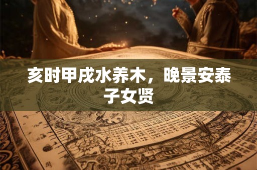 亥时甲戌水养木，晚景安泰子女贤