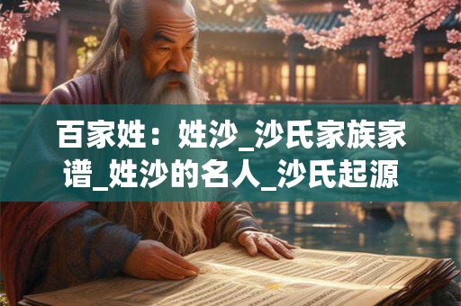 百家姓：姓沙_沙氏家族家谱_姓沙的名人_沙氏起源