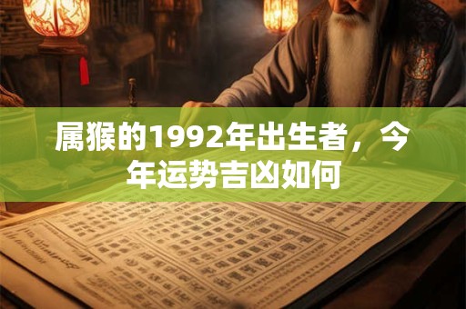 属猴的1992年出生者，今年运势吉凶如何