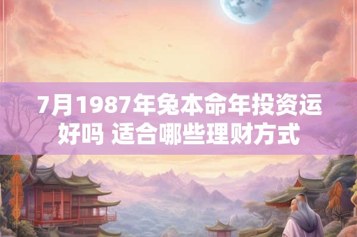 7月1987年兔本命年投资运好吗 适合哪些理财方式