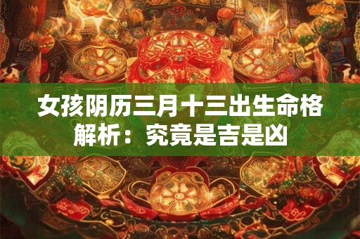 女孩阴历三月十三出生命格解析：究竟是吉是凶
