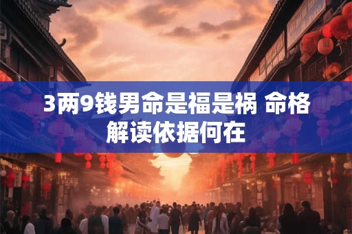 3两9钱男命是福是祸 命格解读依据何在