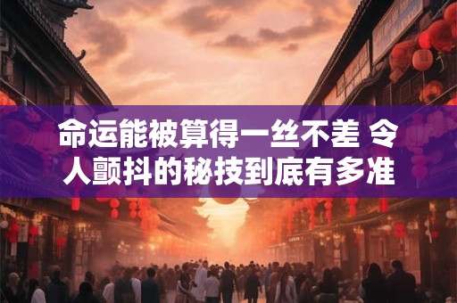 命运能被算得一丝不差 令人颤抖的秘技到底有多准