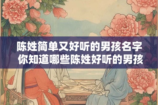 陈姓简单又好听的男孩名字 你知道哪些陈姓好听的男孩名字