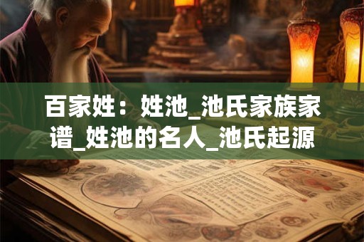 百家姓：姓池_池氏家族家谱_姓池的名人_池氏起源