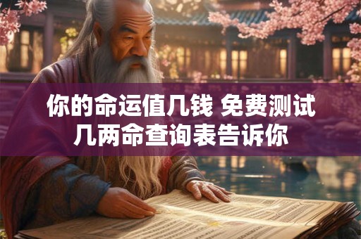 你的命运值几钱 免费测试几两命查询表告诉你