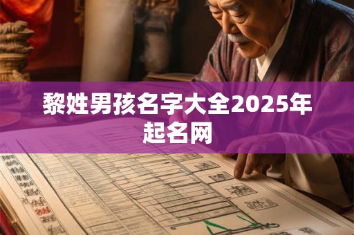 黎姓男孩名字大全2026年起名网