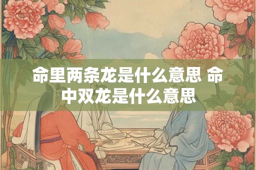命里两条龙是什么意思 命中双龙是什么意思
