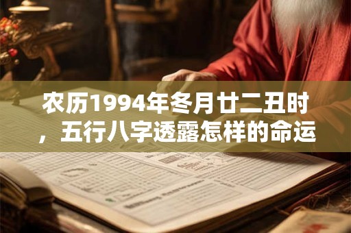 农历1994年冬月廿二丑时，五行八字透露怎样的命运轨迹