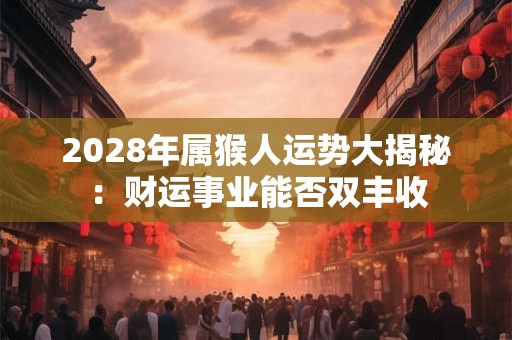 2028年属猴人运势大揭秘：财运事业能否双丰收