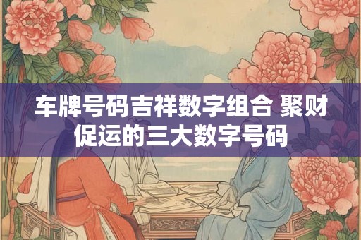车牌号码吉祥数字组合 聚财促运的三大数字号码