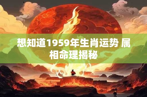 想知道1959年生肖运势 属相命理揭秘 想知道1959年生肖运势 属相命理揭秘