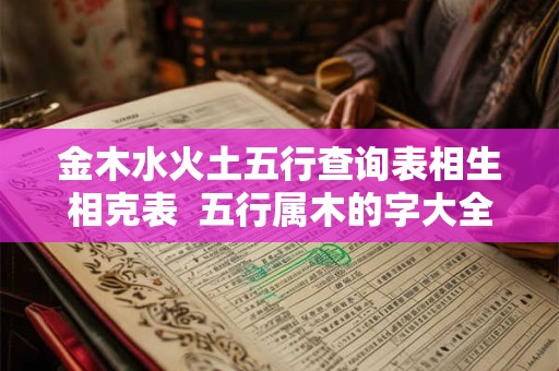 金木水火土五行查询表相生相克表  五行属木的字大全1780个