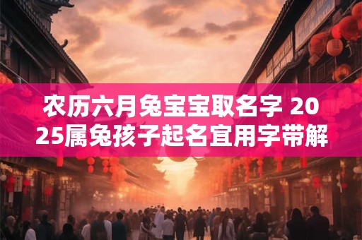 农历六月兔宝宝取名字 2025属兔孩子起名宜用字带解释