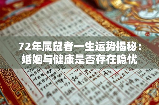 72年属鼠者一生运势揭秘:婚姻与健康是否存在隐忧 72年属鼠者一生运势揭秘:婚姻与健康是否存在隐忧