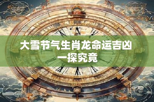 大雪节气生肖龙命运吉凶 一探究竟
