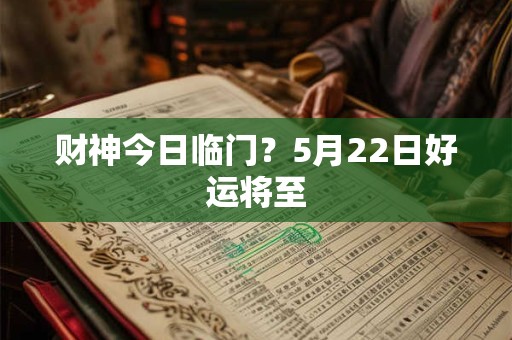 财神今日临门?5月22日好运将至 财神今日临门?5月22日好运将至