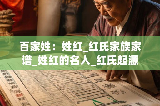 百家姓：姓红_红氏家族家谱_姓红的名人_红氏起源