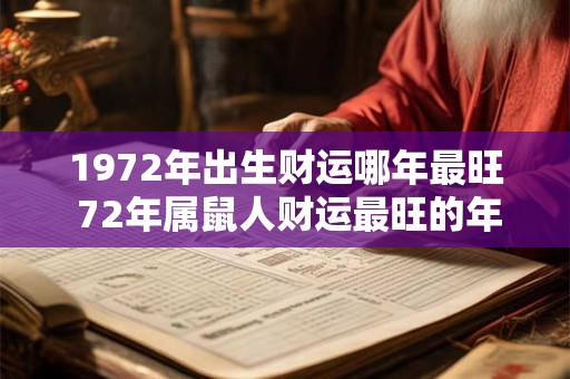 1972年出生财运哪年最旺 72年属鼠人财运最旺的年份