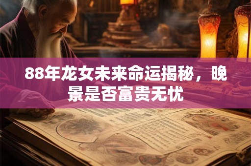 88年龙女未来命运揭秘，晚景是否富贵无忧
