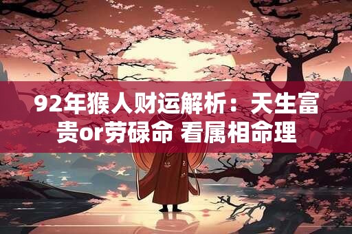 92年猴人财运解析：天生富贵or劳碌命 看属相命理