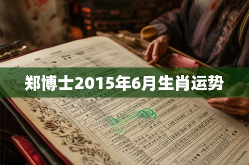 郑博士2015年6月生肖运势