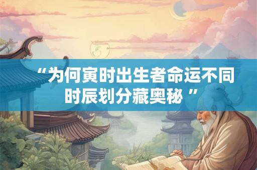 “为何寅时出生者命运不同 时辰划分藏奥秘 ”