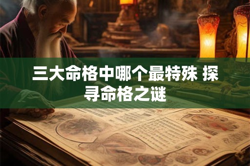 三大命格中哪个最特殊 探寻命格之谜