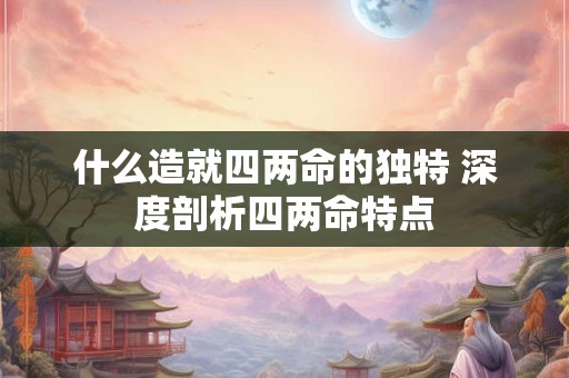 什么造就四两命的独特 深度剖析四两命特点