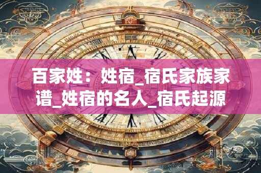 百家姓：姓宿_宿氏家族家谱_姓宿的名人_宿氏起源