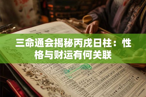 三命通会揭秘丙戌日柱：性格与财运有何关联