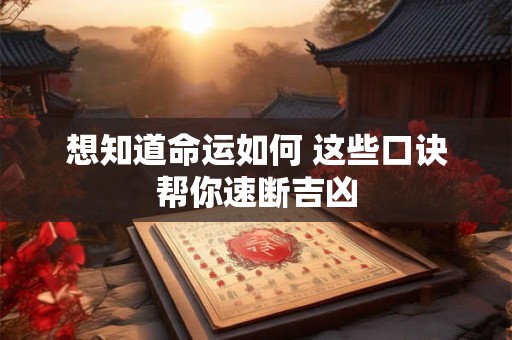 想知道命运如何 这些口诀帮你速断吉凶 想知道命运如何 这些口诀帮你速断吉凶