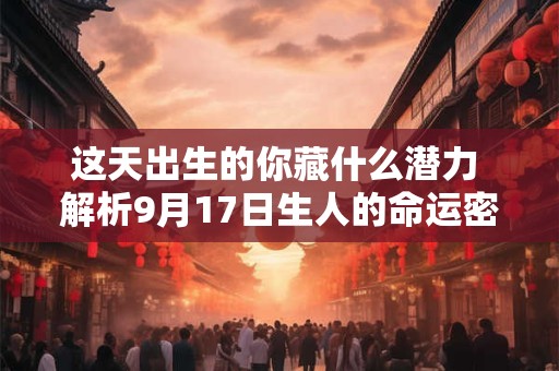 这天出生的你藏什么潜力 解析9月17日生人的命运密码