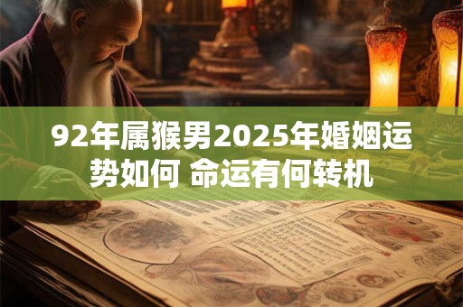 92年属猴男2025年婚姻运势如何 命运有何转机