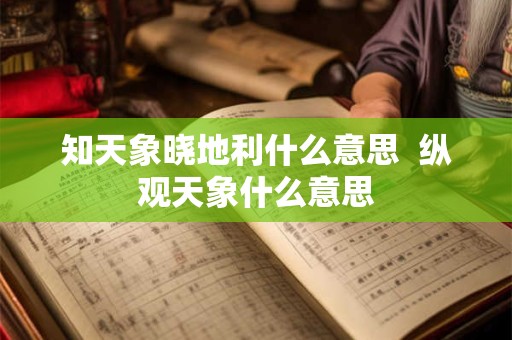 知天象晓地利什么意思  纵观天象什么意思